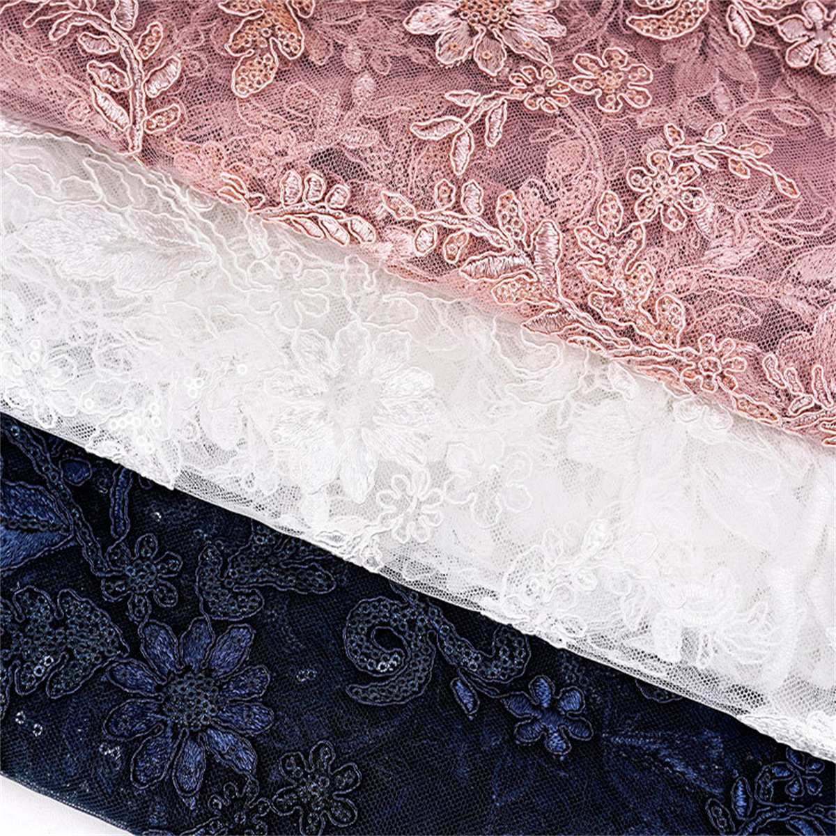 Corded Embroidered Sequin Lace Fabric - 1 Yard | MOD DX009