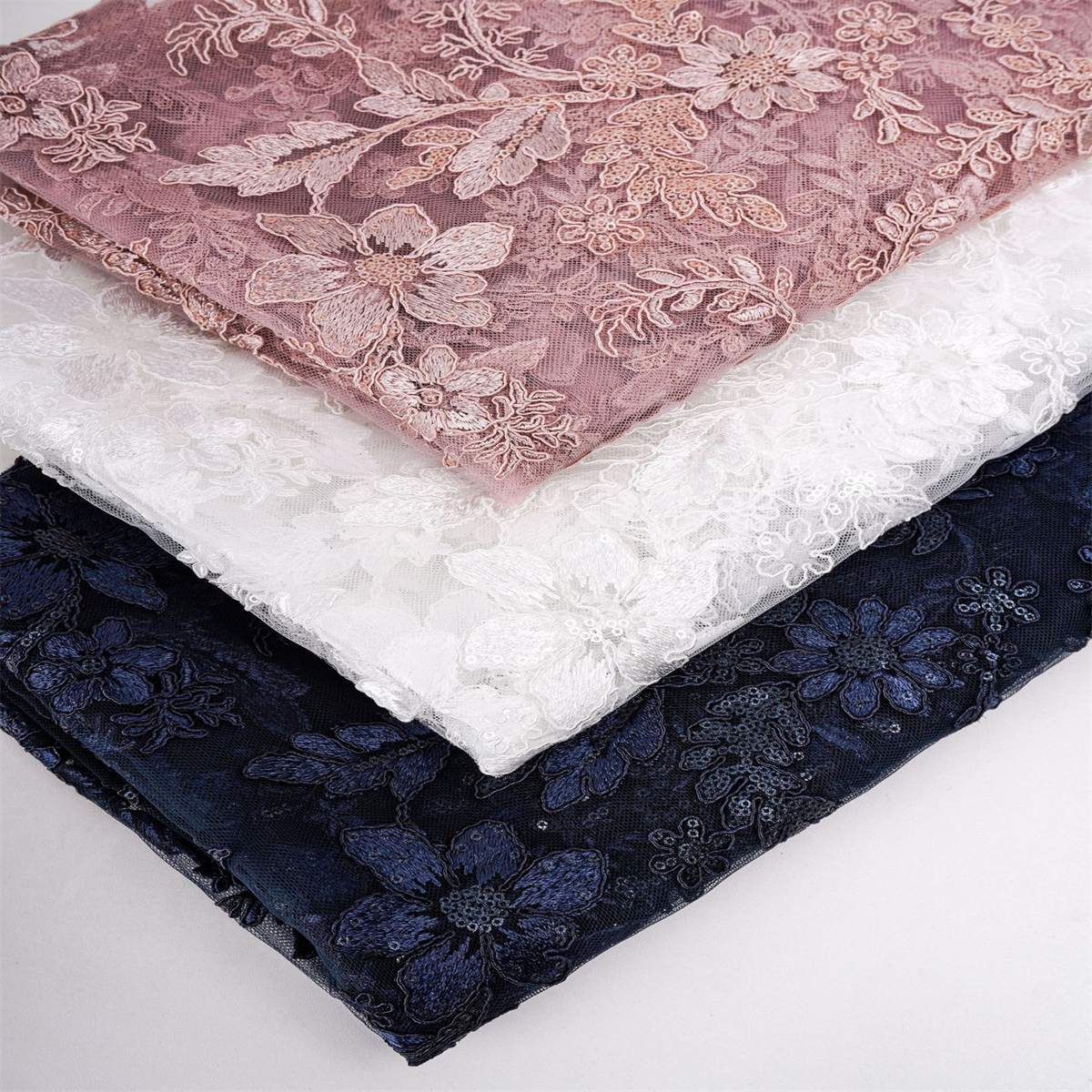 Corded Embroidered Sequin Lace Fabric - 1 Yard | MOD DX009