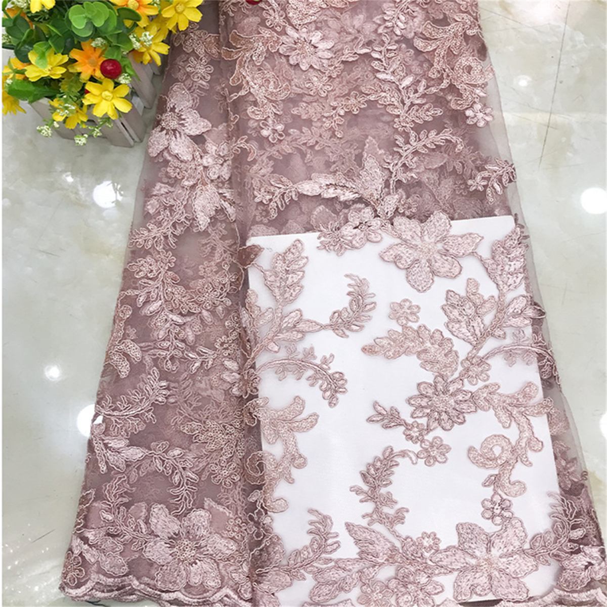 Corded Embroidered Sequin Lace Fabric - 1 Yard | MOD DX009