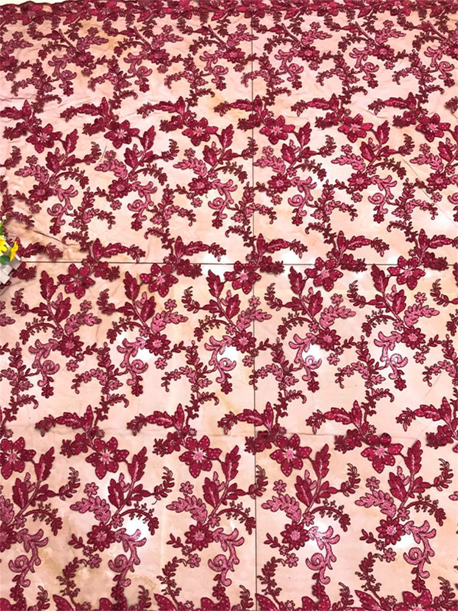 Corded Embroidered Sequin Lace Fabric - 5 Yards | MOD DX009