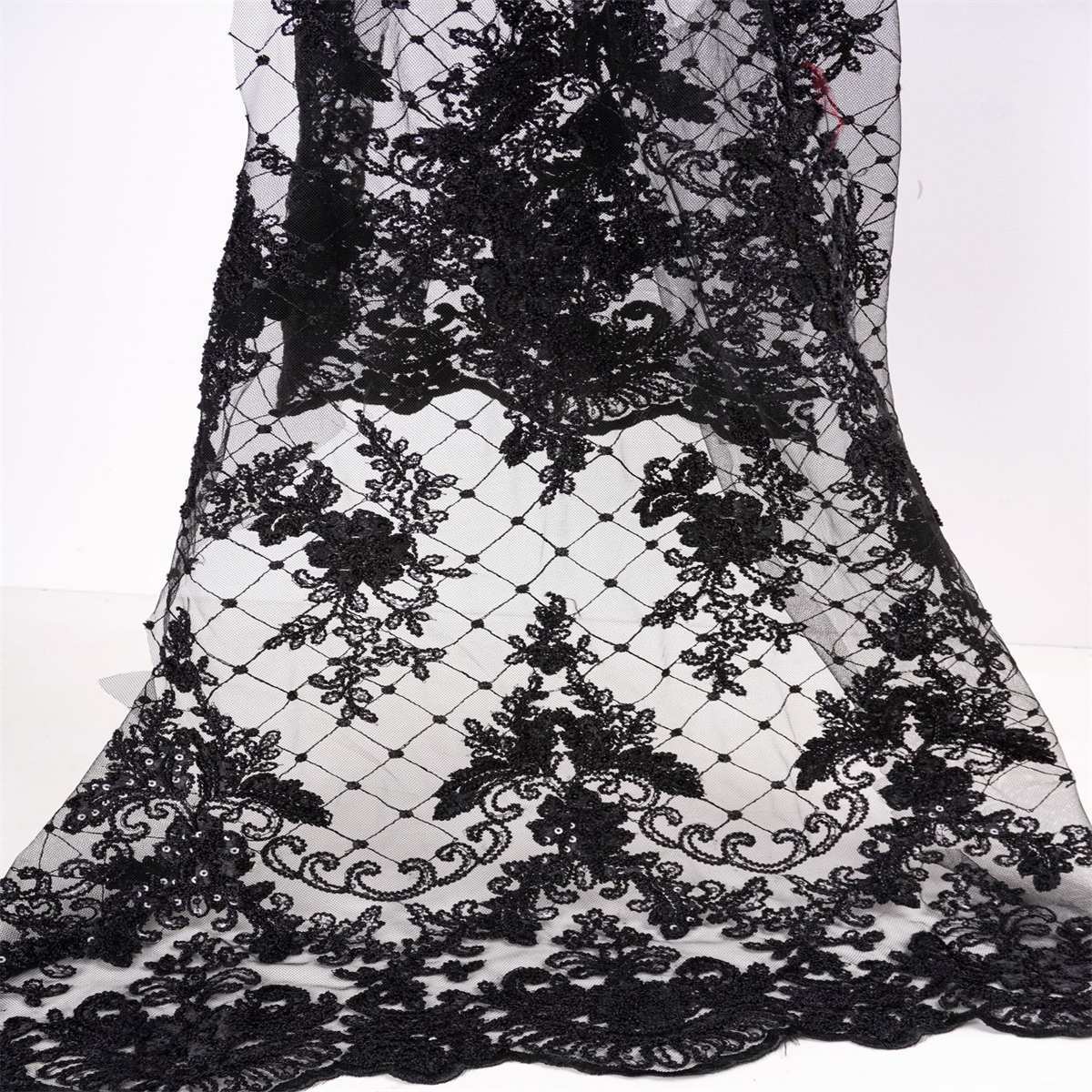 Embroidered Sequin Lace Fabric - 5 Yards | MOD DX012
