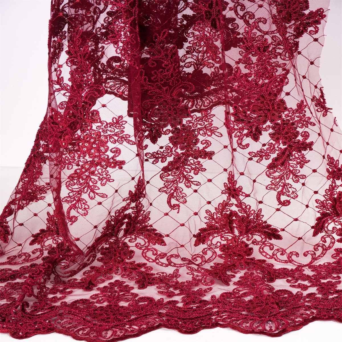 Embroidered Sequin Lace Fabric - 5 Yards | MOD DX012