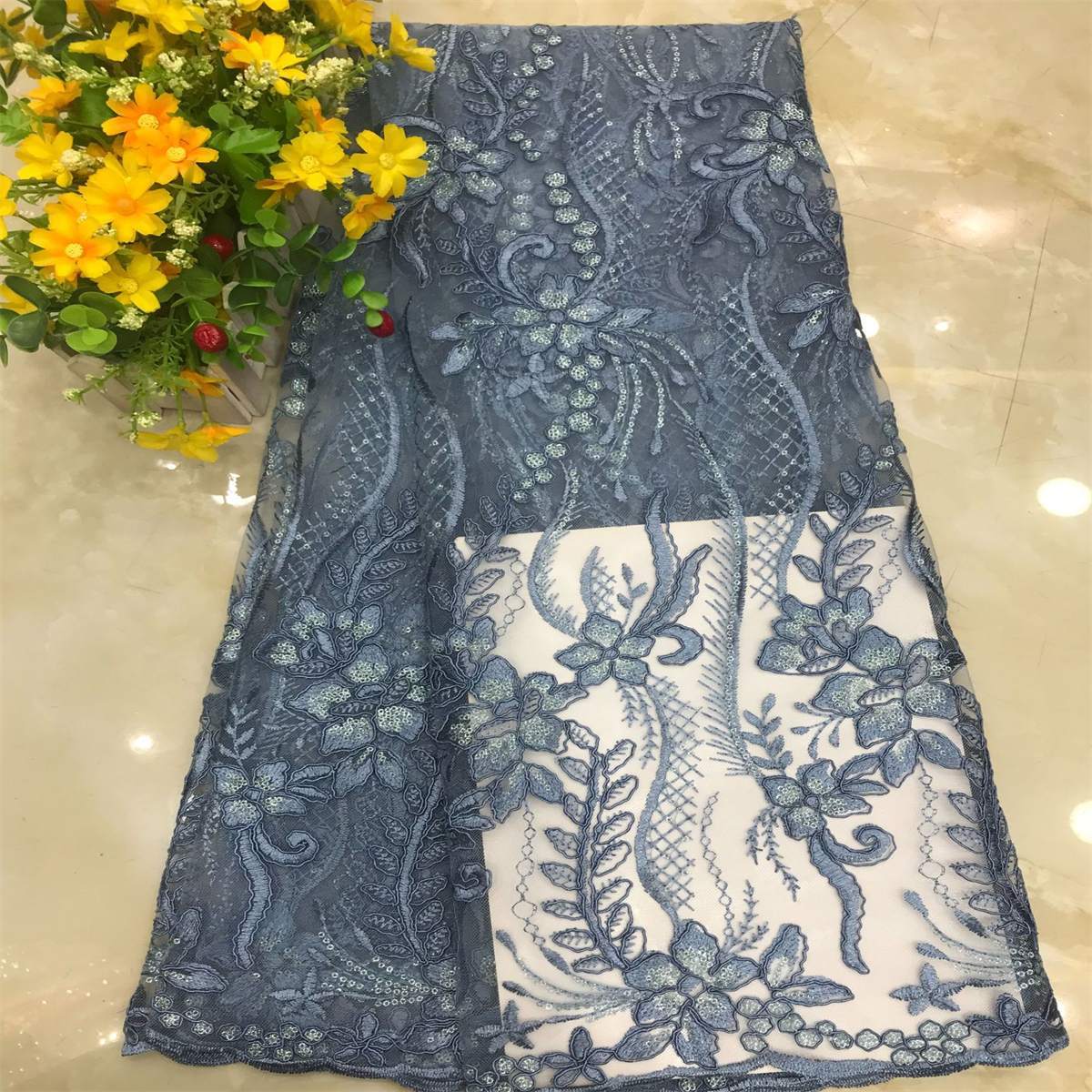 Corded Embroidered Sequin Lace Fabric - 5 Yards | MOD DX015