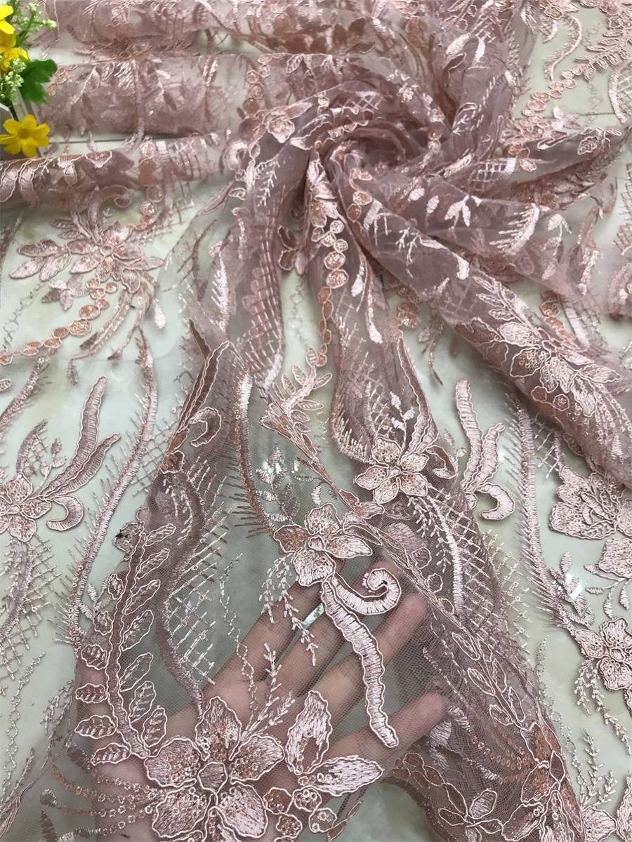 Corded Embroidered Sequin Lace Fabric - 5 Yards | MOD DX015