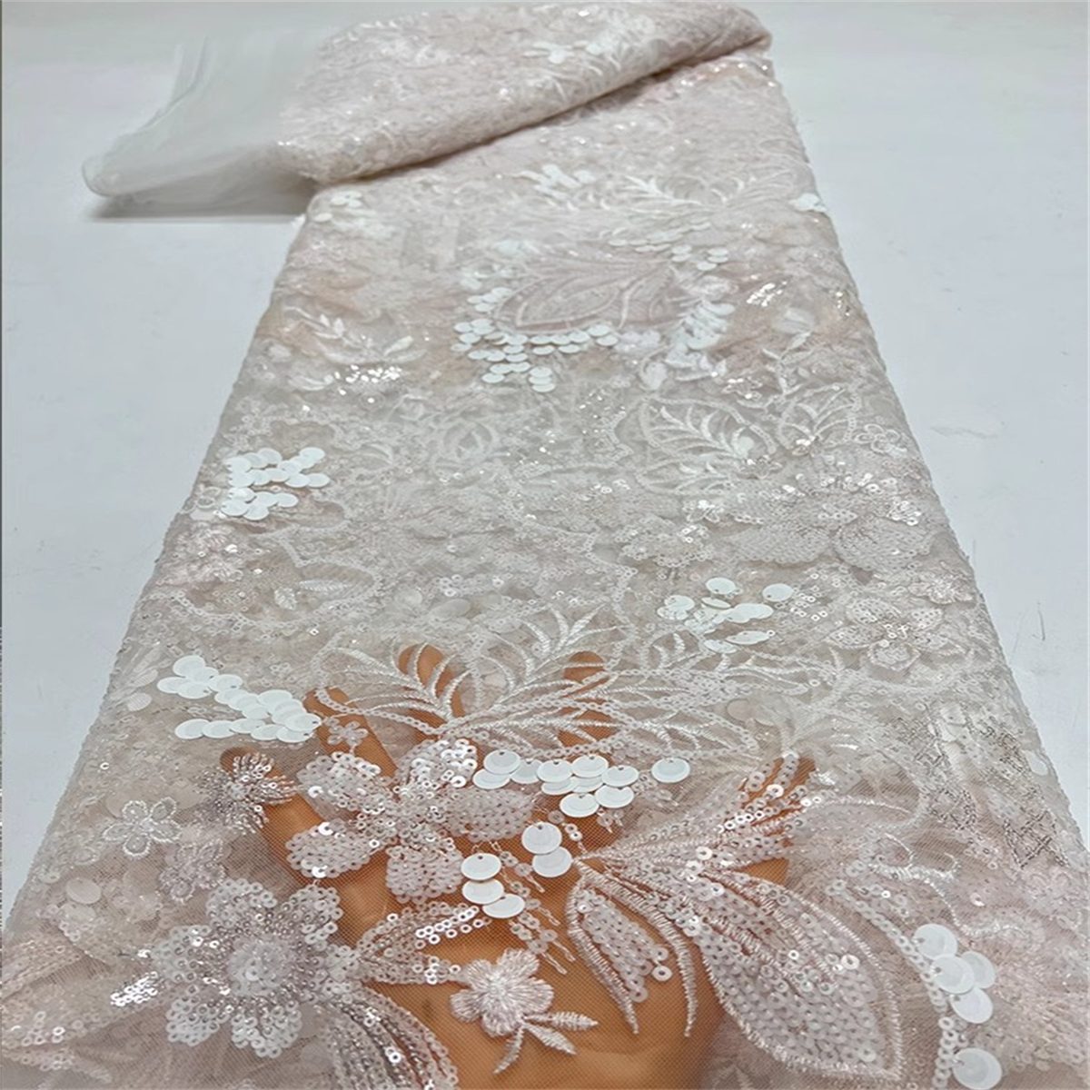 Embroidered Sequin Lace Fabric - 5 Yards | COD JC017