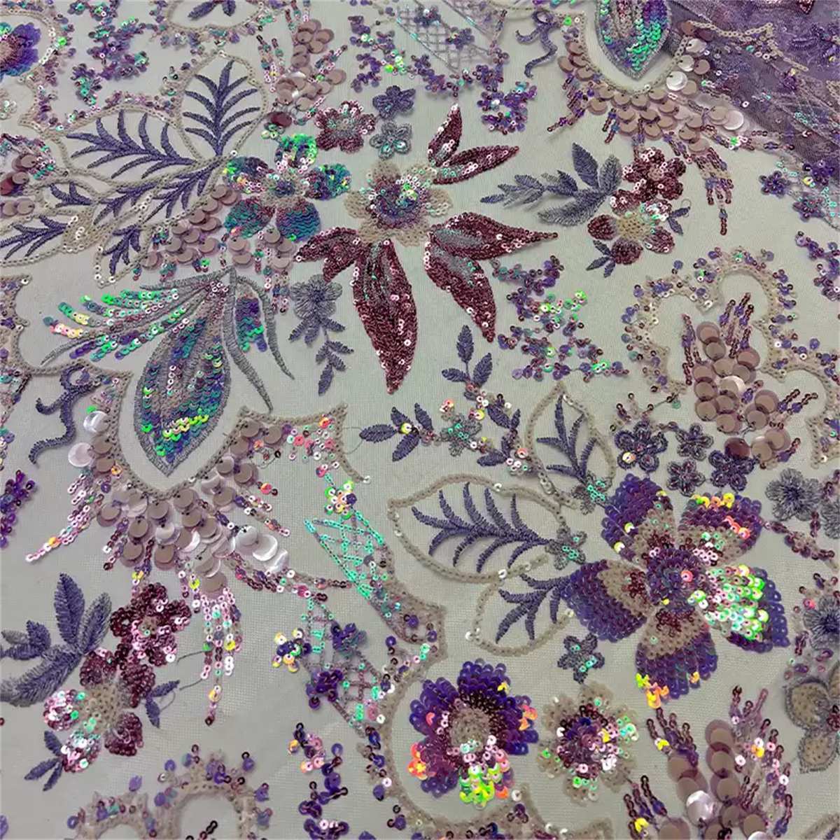 Embroidered Sequin Lace Fabric - 5 Yards | COD JC017