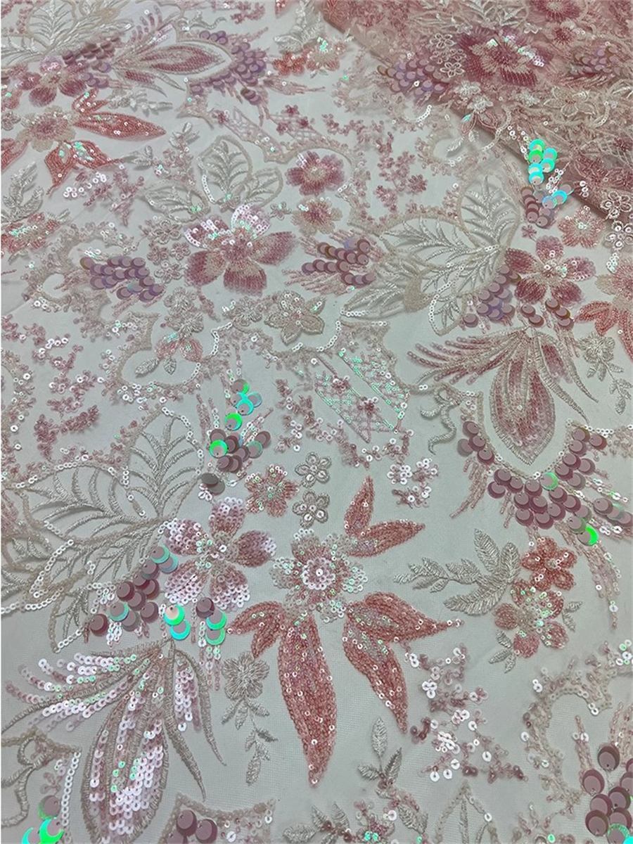 Embroidered Sequin Lace Fabric - 5 Yards | COD JC017