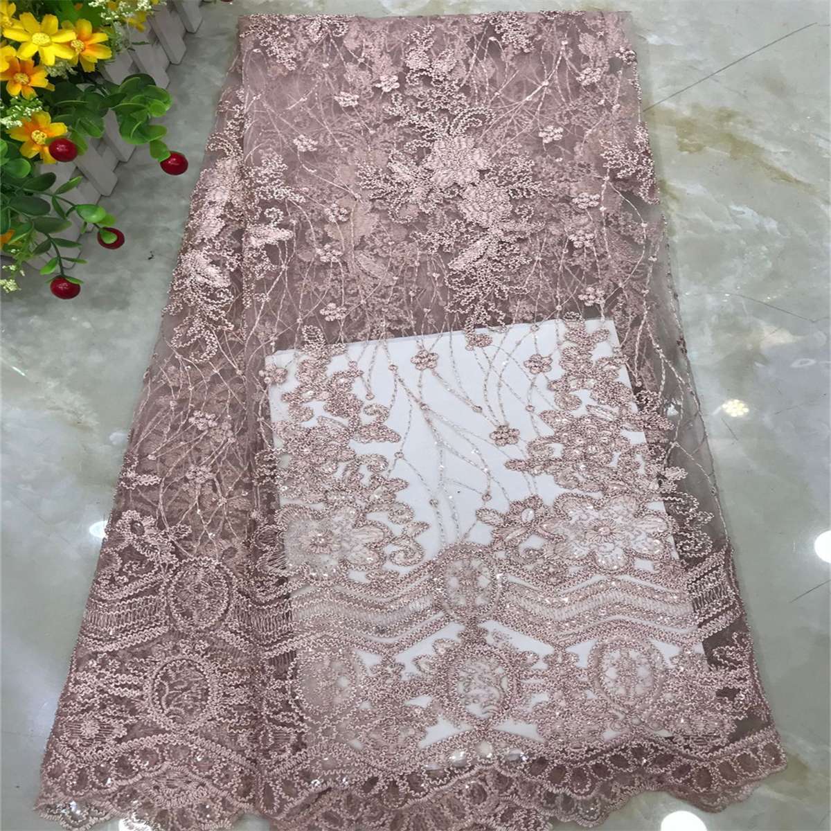 Embroidered Sequin Lace Fabric - 5 Yards | MOD DX012