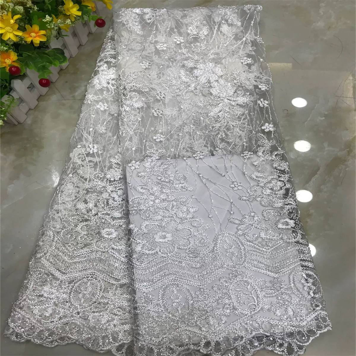 Embroidered Sequin Lace Fabric - 5 Yards | MOD DX012