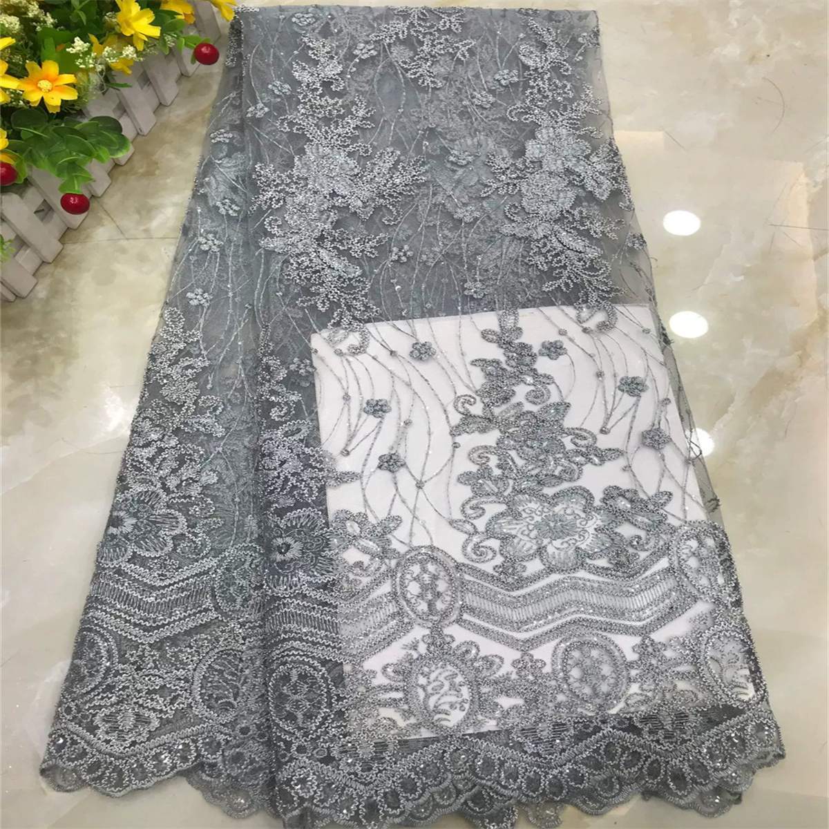 Embroidered Sequin Lace Fabric - 5 Yards | MOD DX012