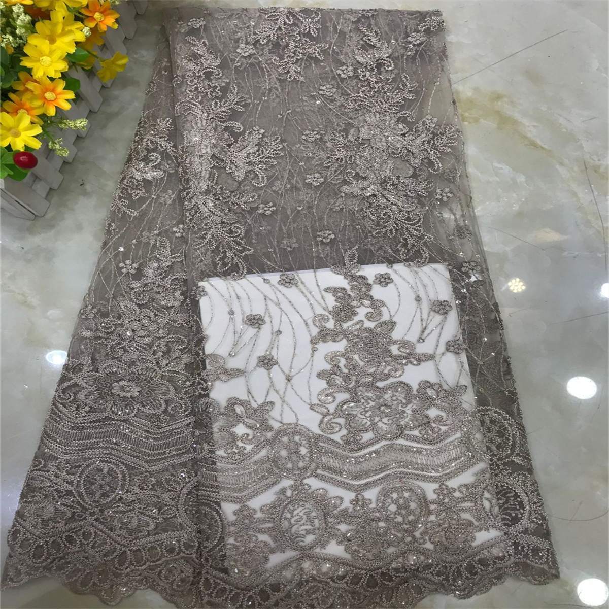 Embroidered Sequin Lace Fabric - 5 Yards | MOD DX012