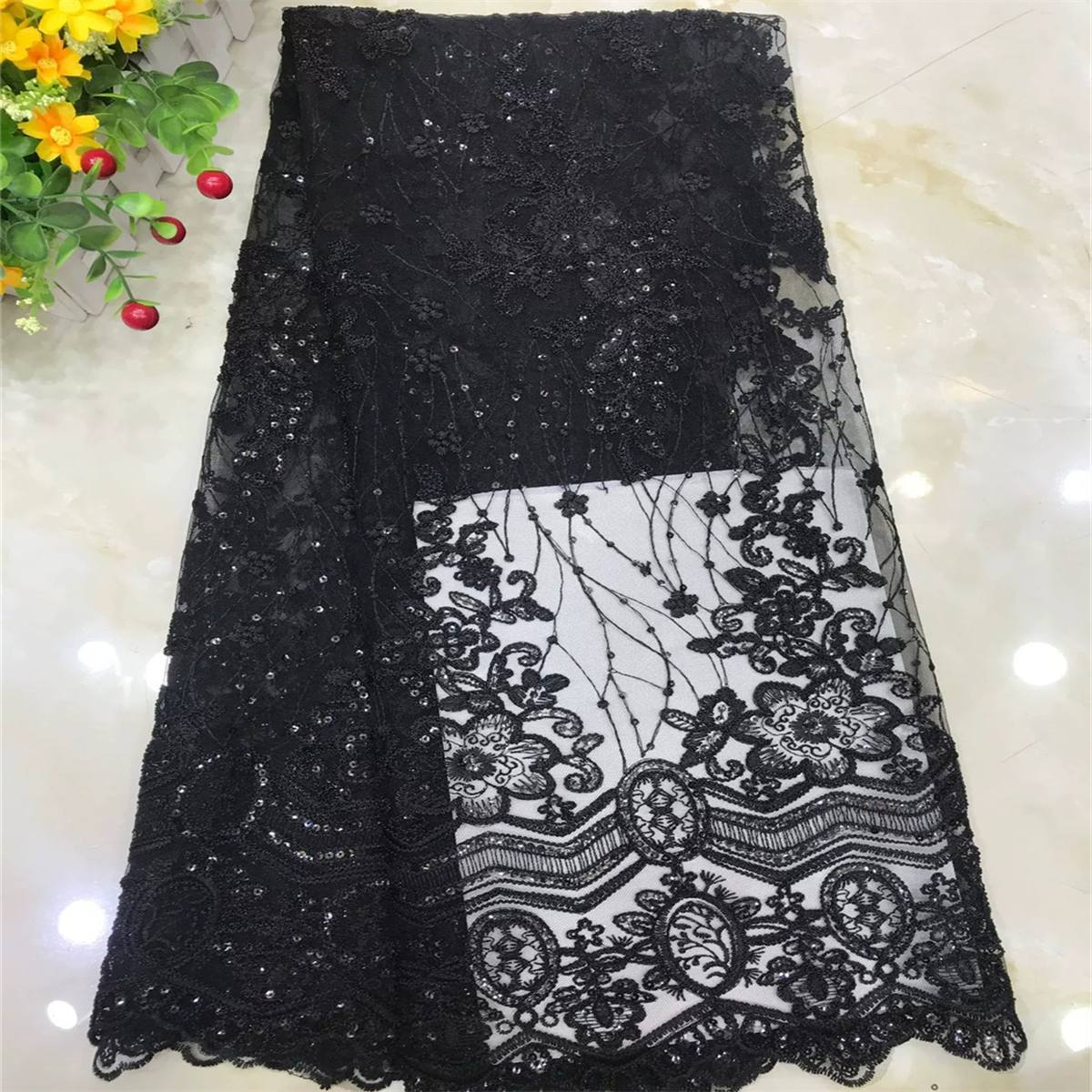 Embroidered Sequin Lace Fabric - 5 Yards | MOD DX012