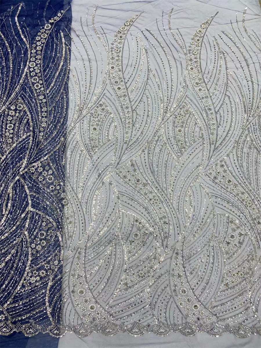 Beaded Tulle Fabric - 5 Yards - Embellished Fabric for Prom Dresses | JX328