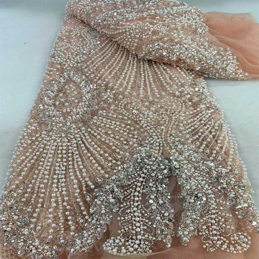 Beaded Tulle Fabric - 5 Yards - Embellished Fabric for Prom Dresses | JX509