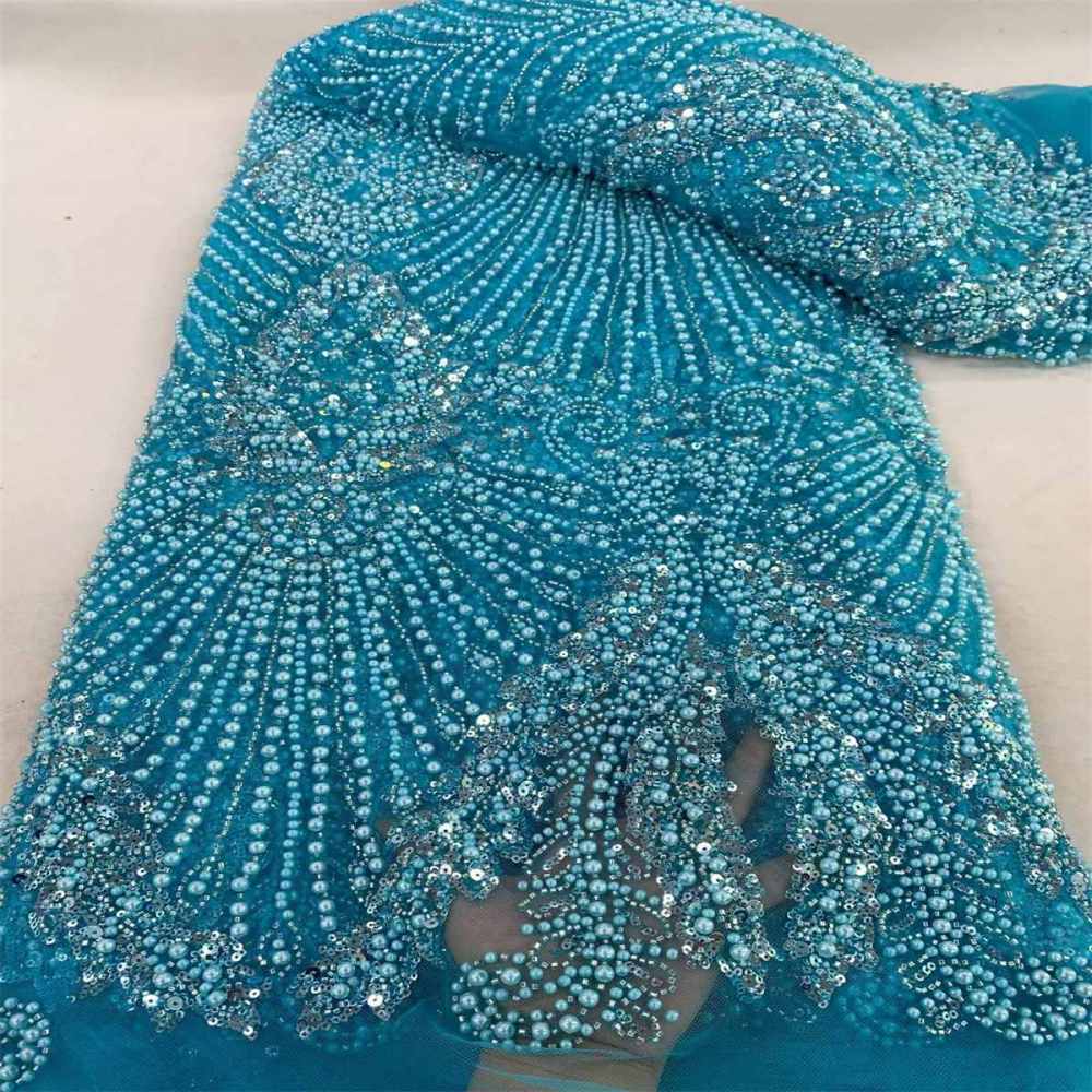 Beaded Tulle Fabric - 5 Yards - Embellished Fabric for Prom Dresses | JX509