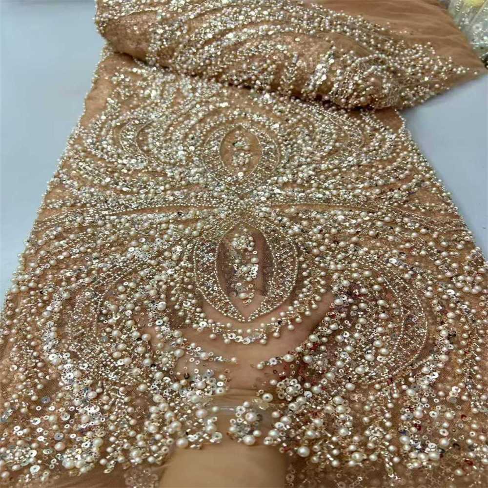 Beaded Tulle Fabric - 5 Yards - Embellished Fabric for Prom Dresses | JX510