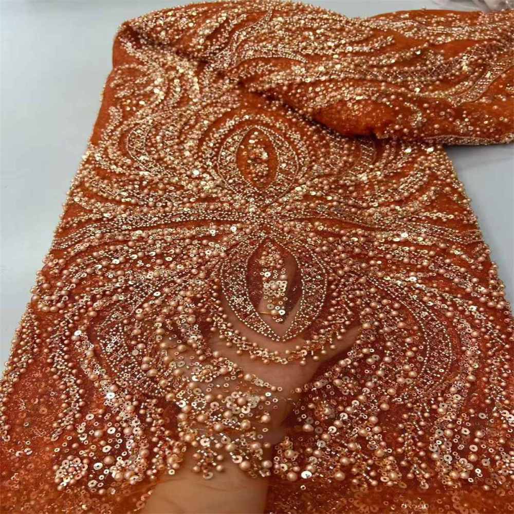 Beaded Tulle Fabric - 5 Yards - Embellished Fabric for Prom Dresses | JX510