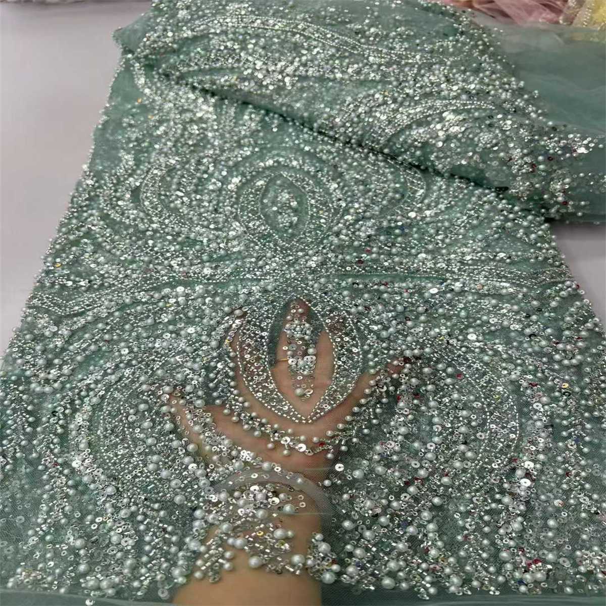 Beaded Tulle Fabric - 5 Yards - Embellished Fabric for Prom Dresses | JX510