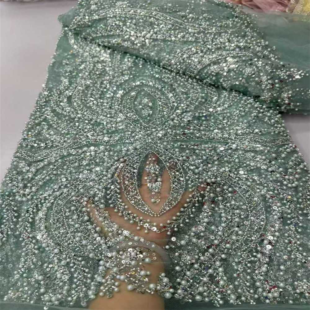 Beaded Tulle Fabric - 5 Yards - Embellished Fabric for Prom Dresses | JX510