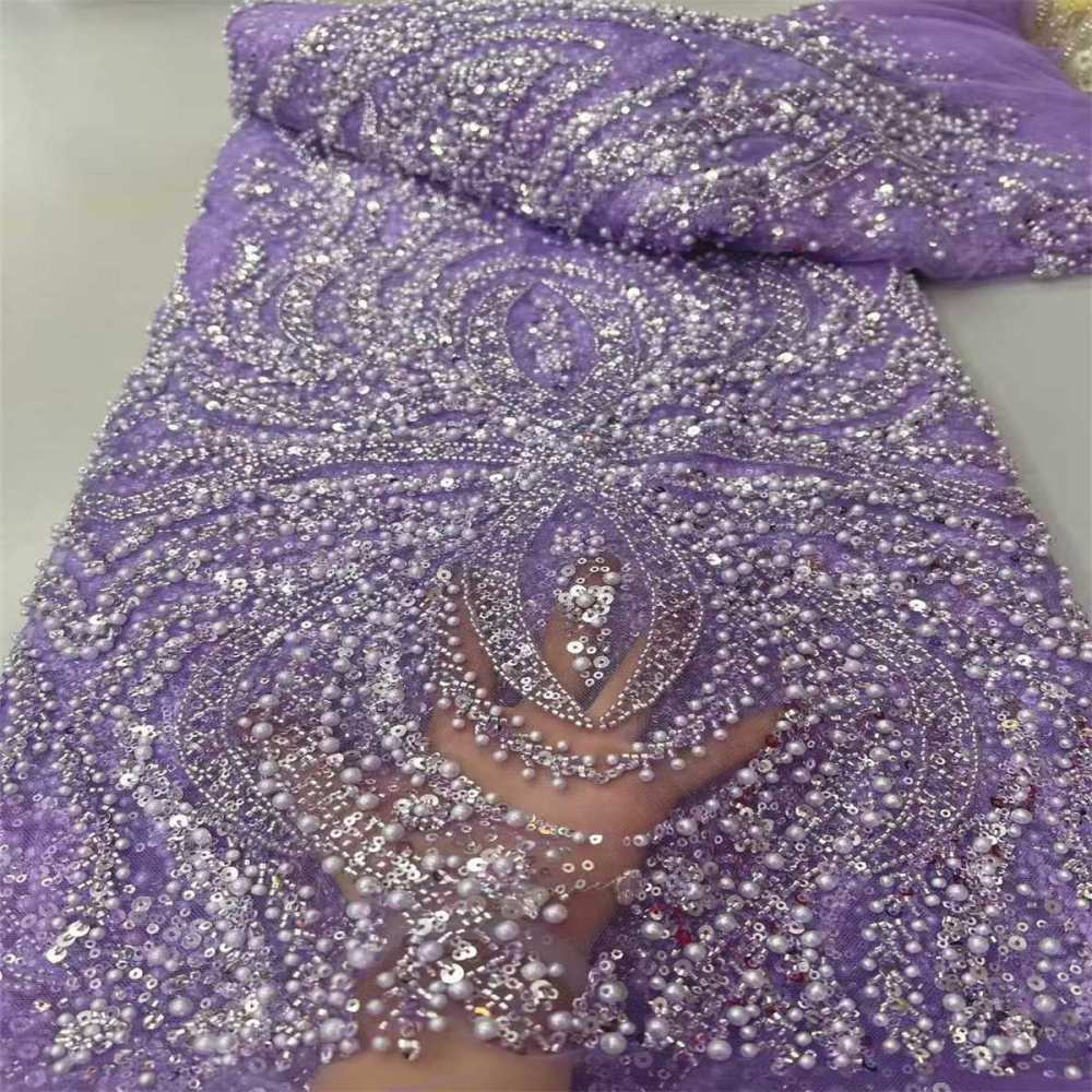 Beaded Tulle Fabric - 5 Yards - Embellished Fabric for Prom Dresses | JX510