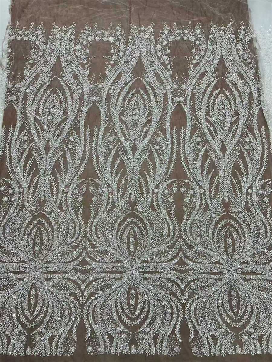 Beaded Tulle Fabric - 5 Yards - Embellished Fabric for Prom Dresses | JX510