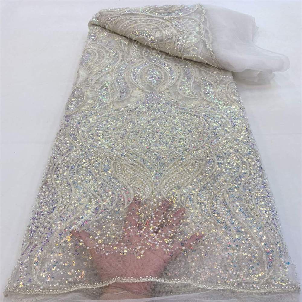 Beaded Lace Fabric - 5 Yards | JJ116