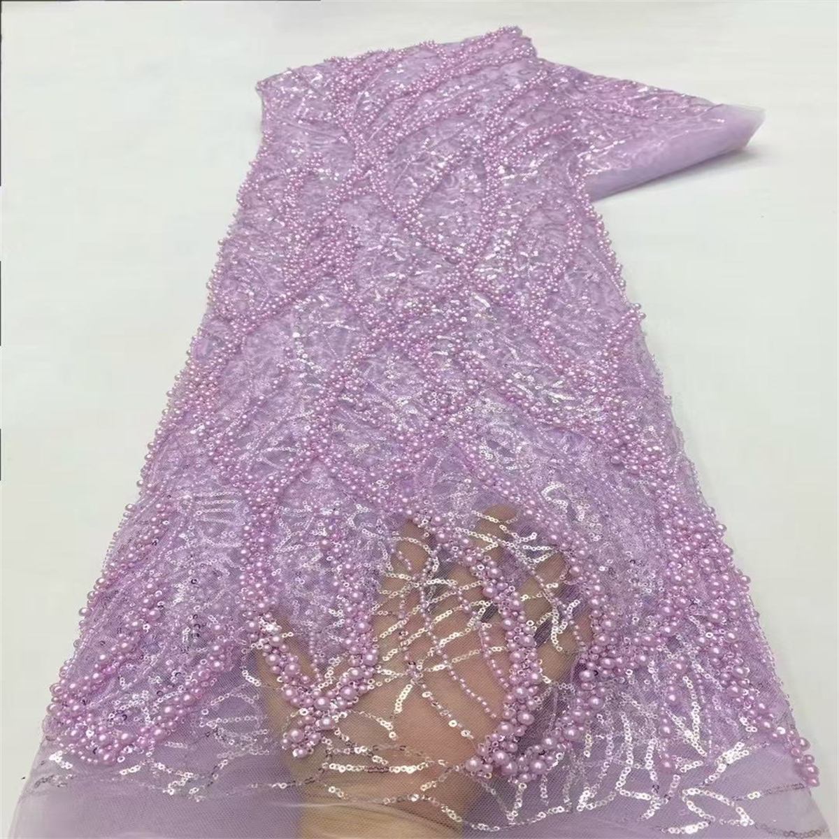 5 Yards Beaded Tulle Lace Fabric ITM JX448
