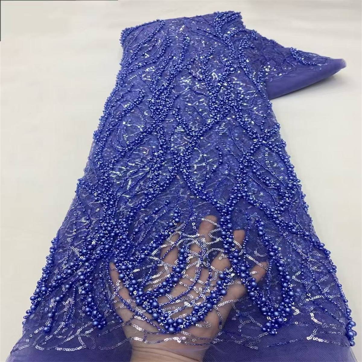 5 Yards Beaded Tulle Lace Fabric ITM JX448