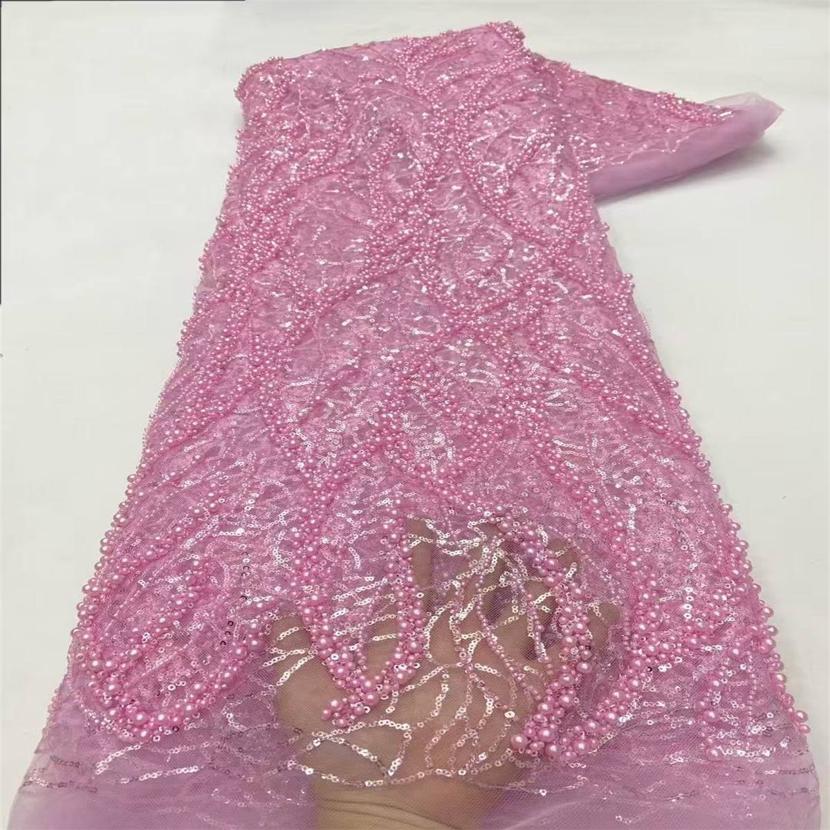 5 Yards Beaded Tulle Lace Fabric ITM JX448