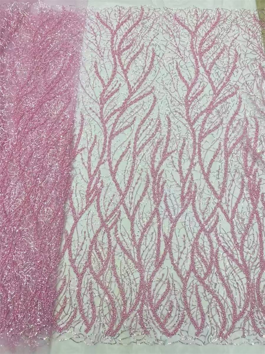 5 Yards Beaded Tulle Lace Fabric ITM JX448