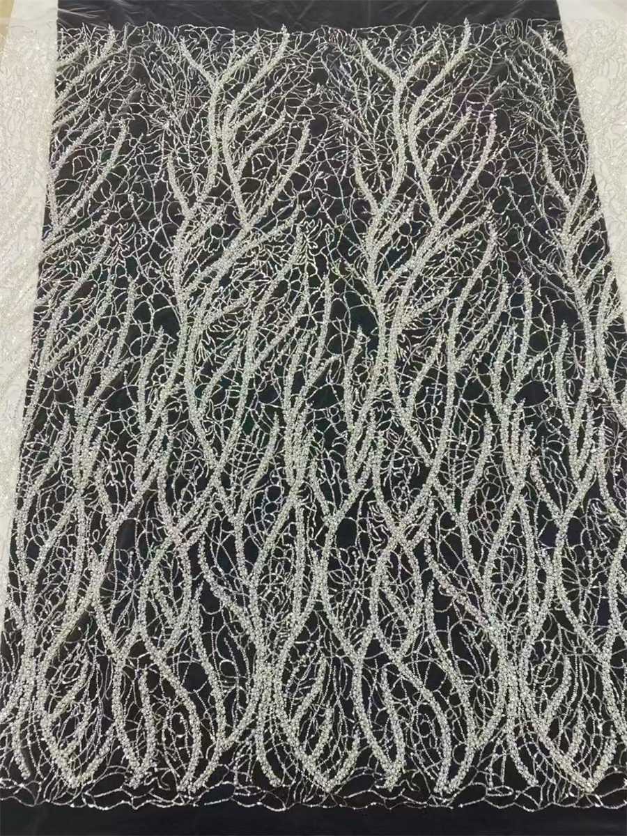 5 Yards Beaded Tulle Lace Fabric ITM JX448