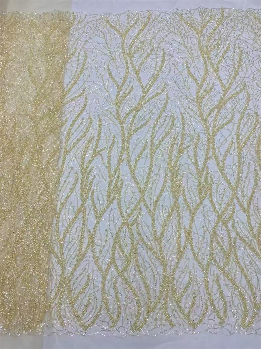 5 Yards Beaded Tulle Lace Fabric ITM JX448
