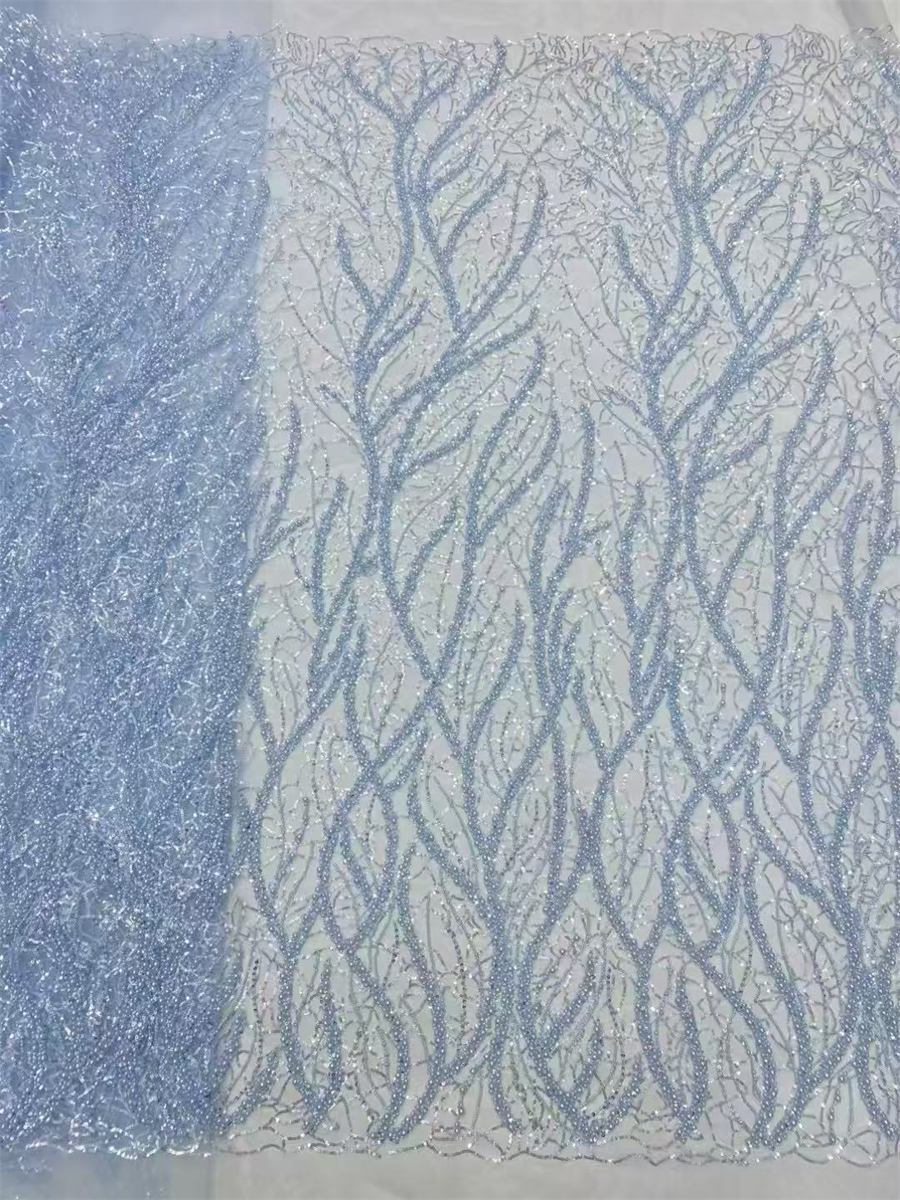 5 Yards Beaded Tulle Lace Fabric ITM JX448