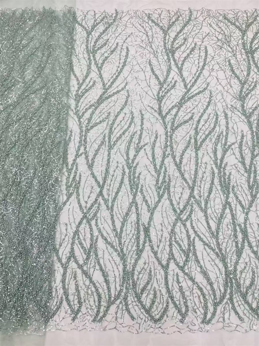 5 Yards Beaded Tulle Lace Fabric ITM JX448