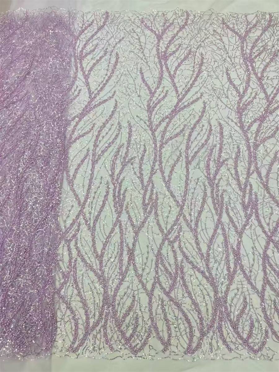 5 Yards Beaded Tulle Lace Fabric ITM JX448