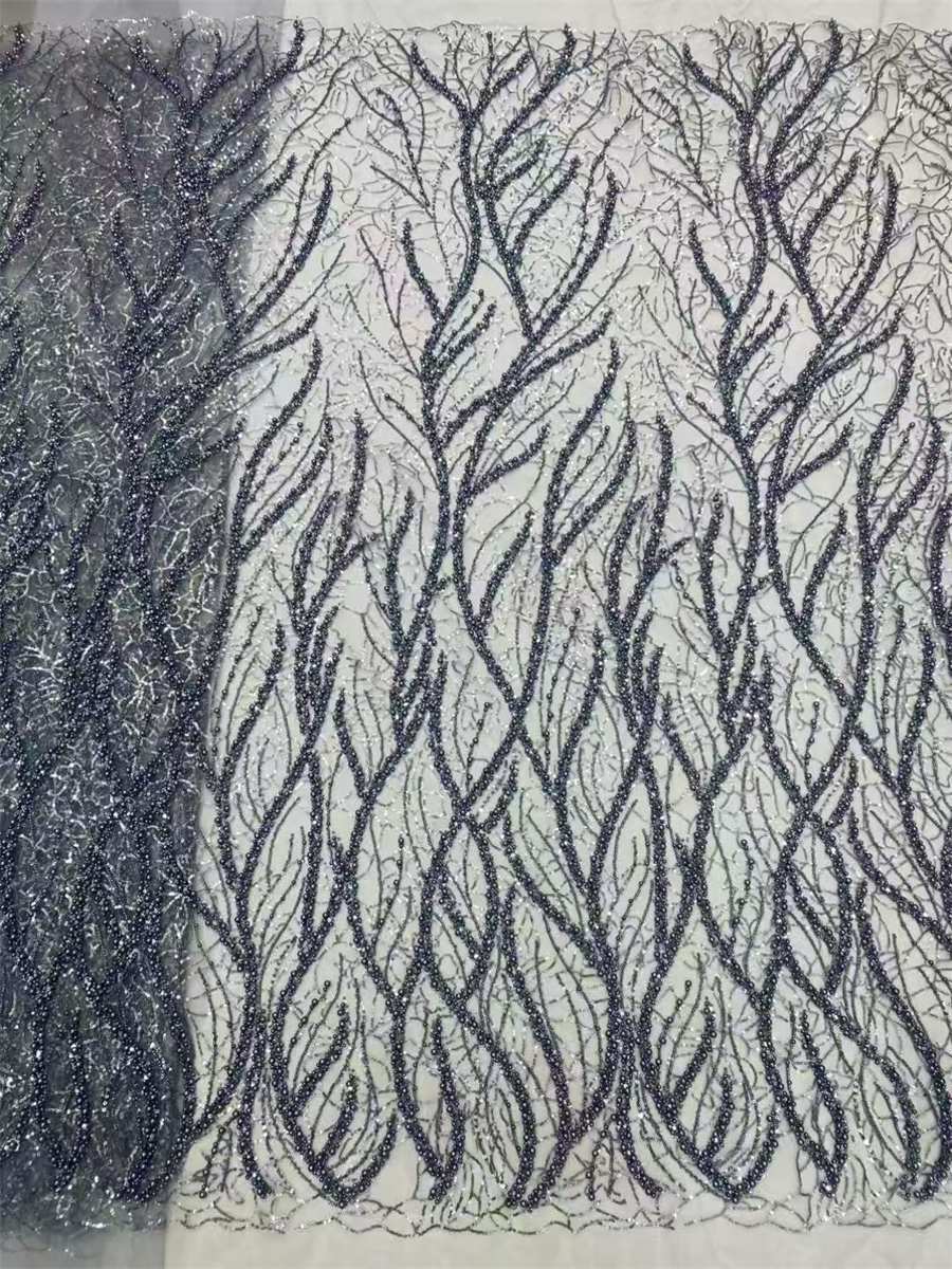 5 Yards Beaded Tulle Lace Fabric ITM JX448