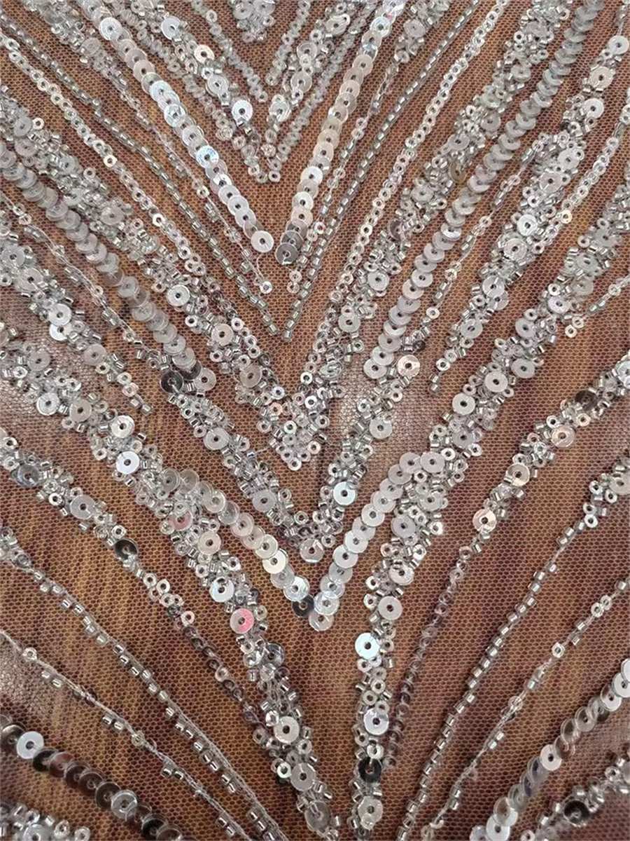 Bridal Lace Fabric - 1 Yard - Beaded Wedding Lace Fabric | COD RX010
