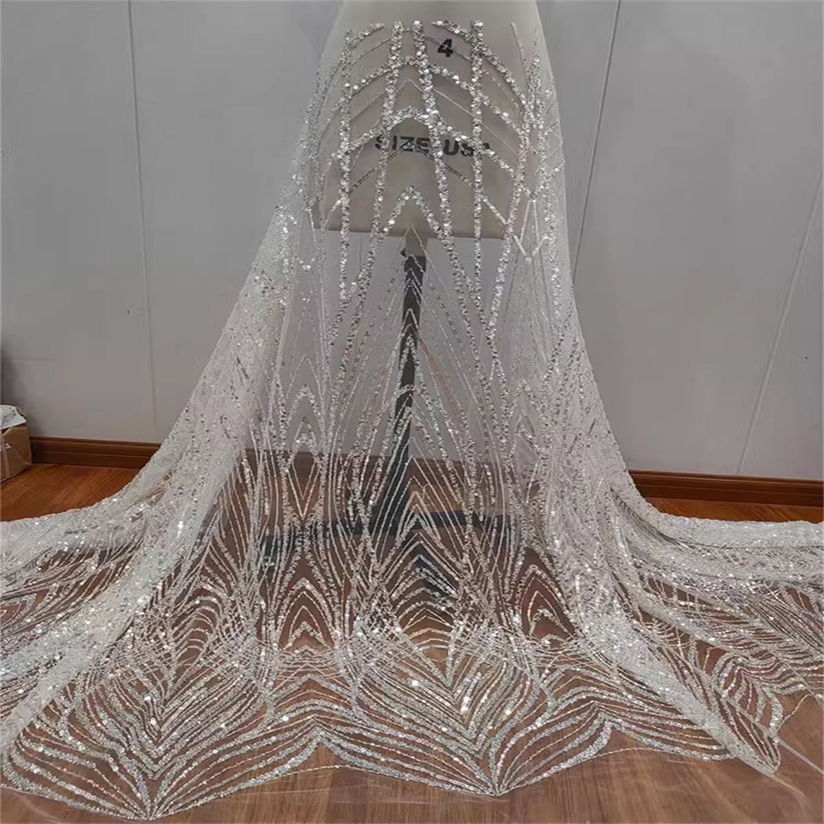 Bridal Lace Fabric - 1 Yard - Beaded Wedding Lace Fabric | COD RX010