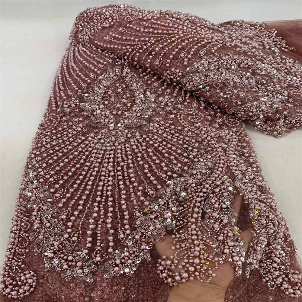 Beaded Tulle Fabric - 5 Yards - Embellished Fabric for Prom Dresses | JX509