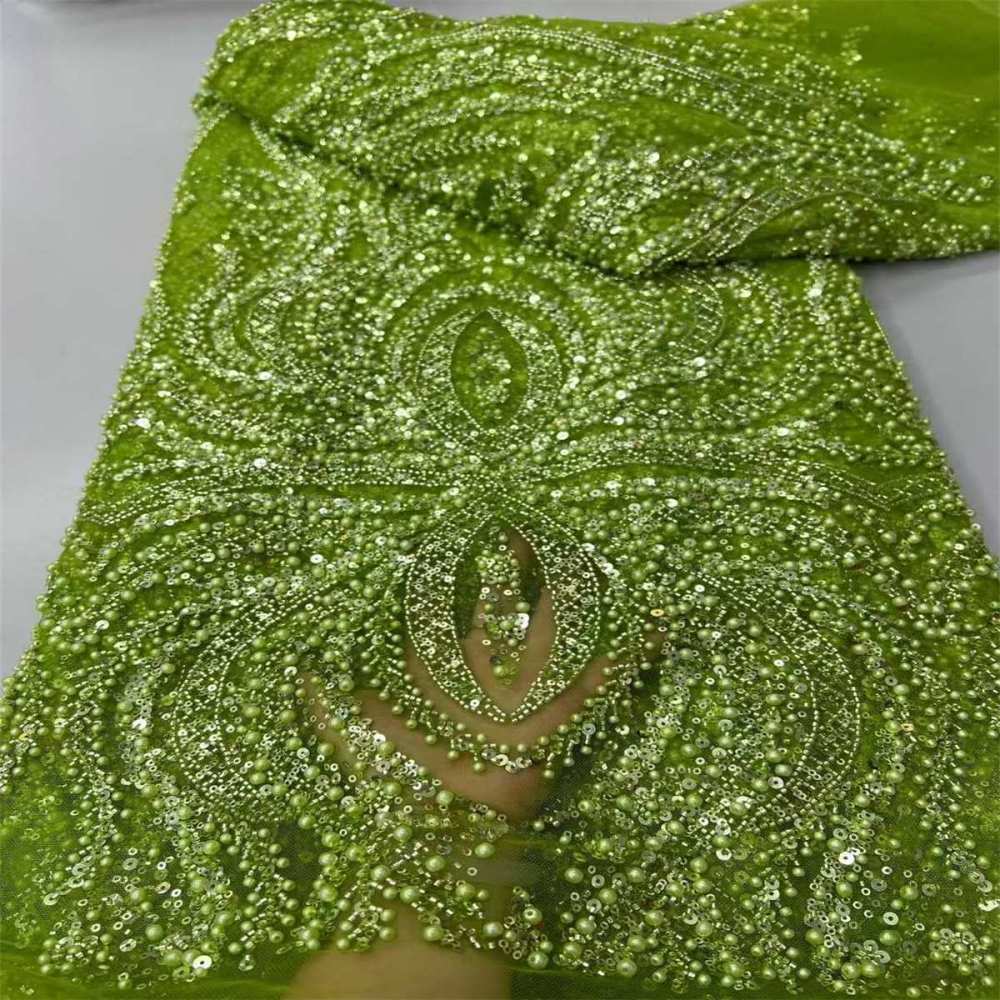 Beaded Tulle Fabric - 5 Yards - Embellished Fabric for Prom Dresses | JX510