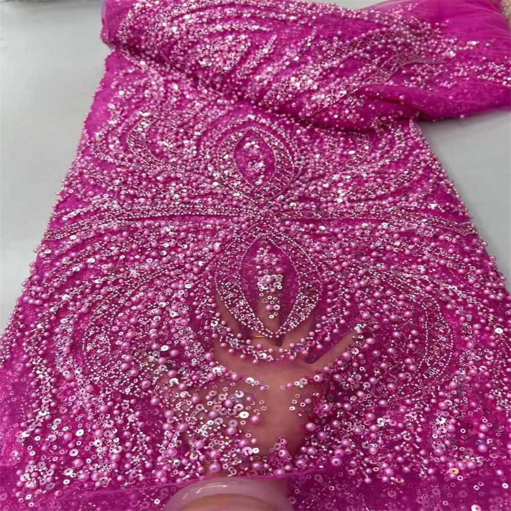 Beaded Tulle Fabric - 5 Yards - Embellished Fabric for Prom Dresses | JX510