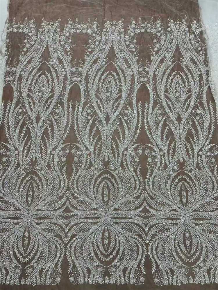 Beaded Tulle Fabric - 5 Yards - Embellished Fabric for Prom Dresses | JX510