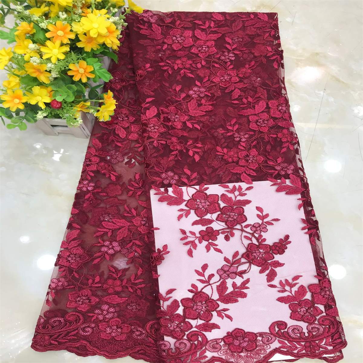 Embroidered Sequin Lace Fabric - 5 Yards | MOD DX016