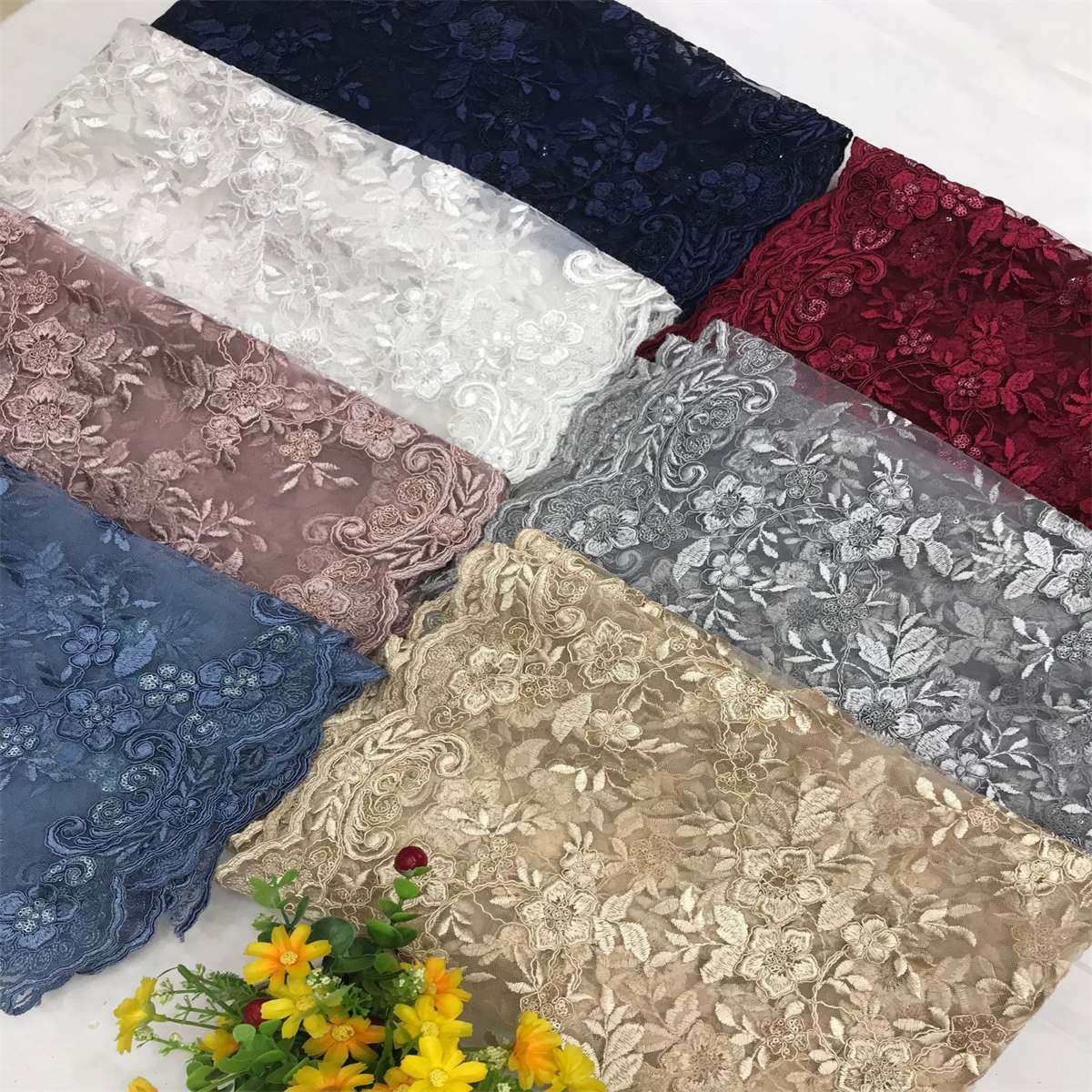 Embroidered Sequin Lace Fabric - 5 Yards | MOD DX016