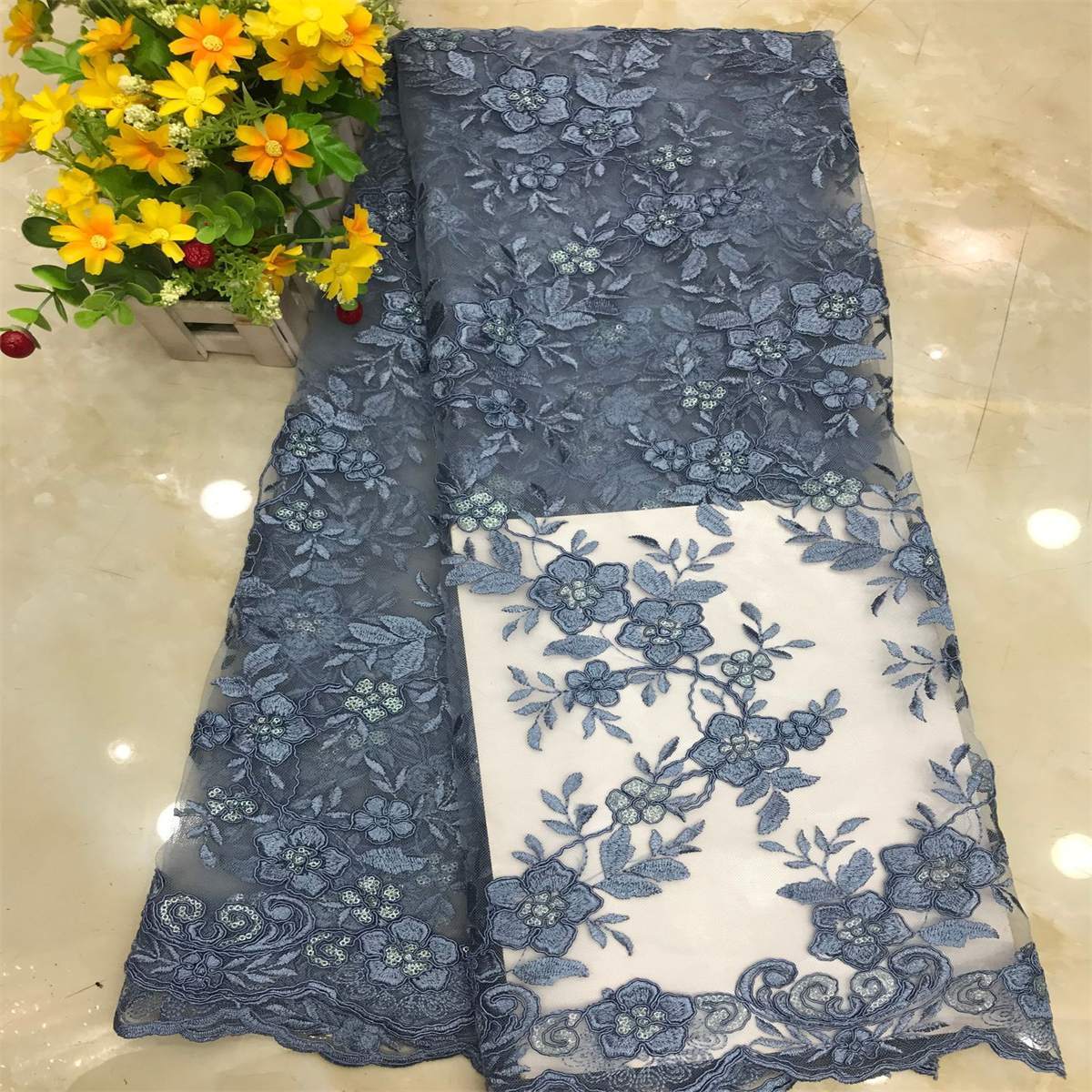 Embroidered Sequin Lace Fabric - 5 Yards | MOD DX016