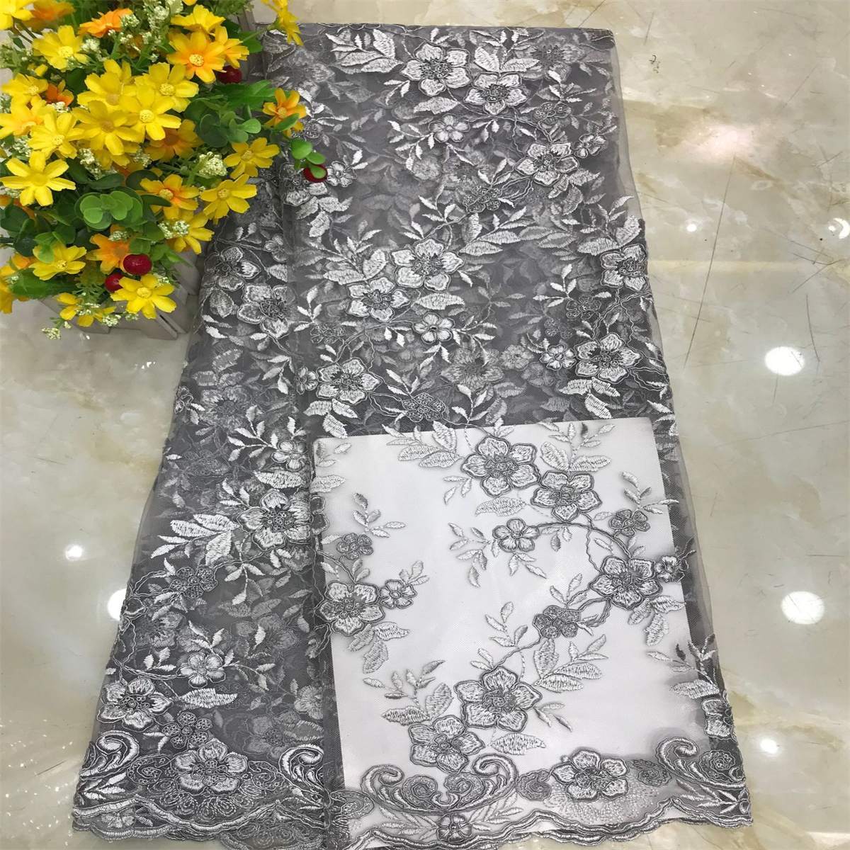 Embroidered Sequin Lace Fabric - 5 Yards | MOD DX016