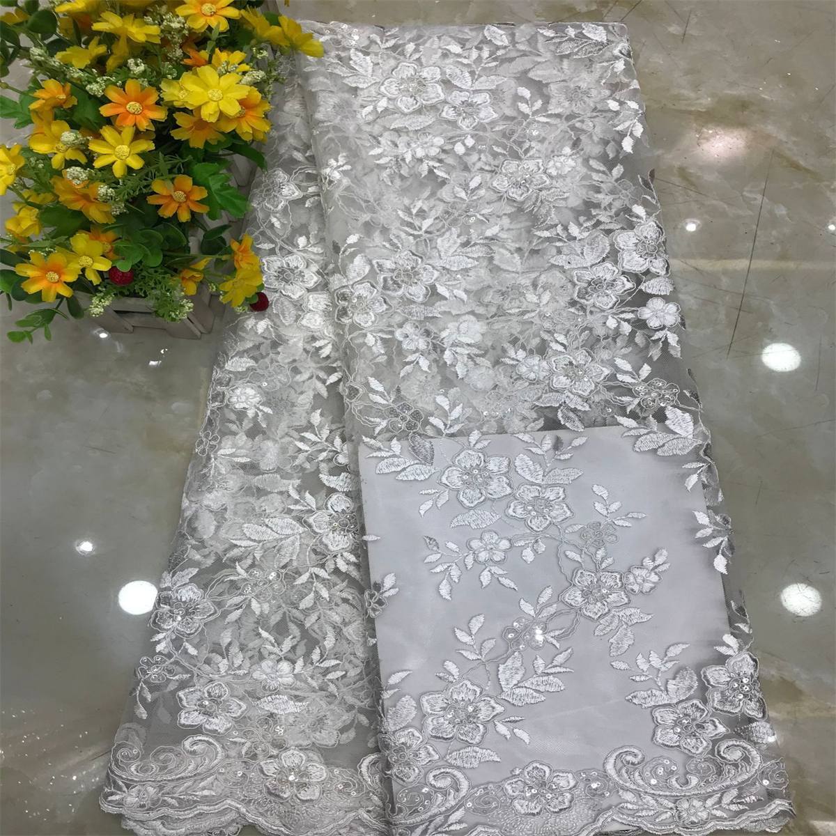Embroidered Sequin Lace Fabric - 5 Yards | MOD DX016