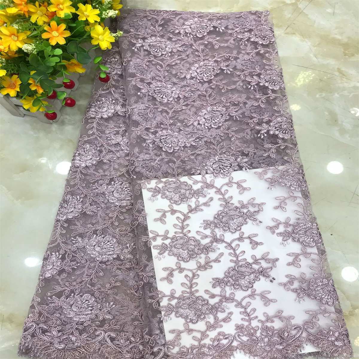 Corded Embroidered Sequin Lace Fabric - 5 Yards | MOD DX018