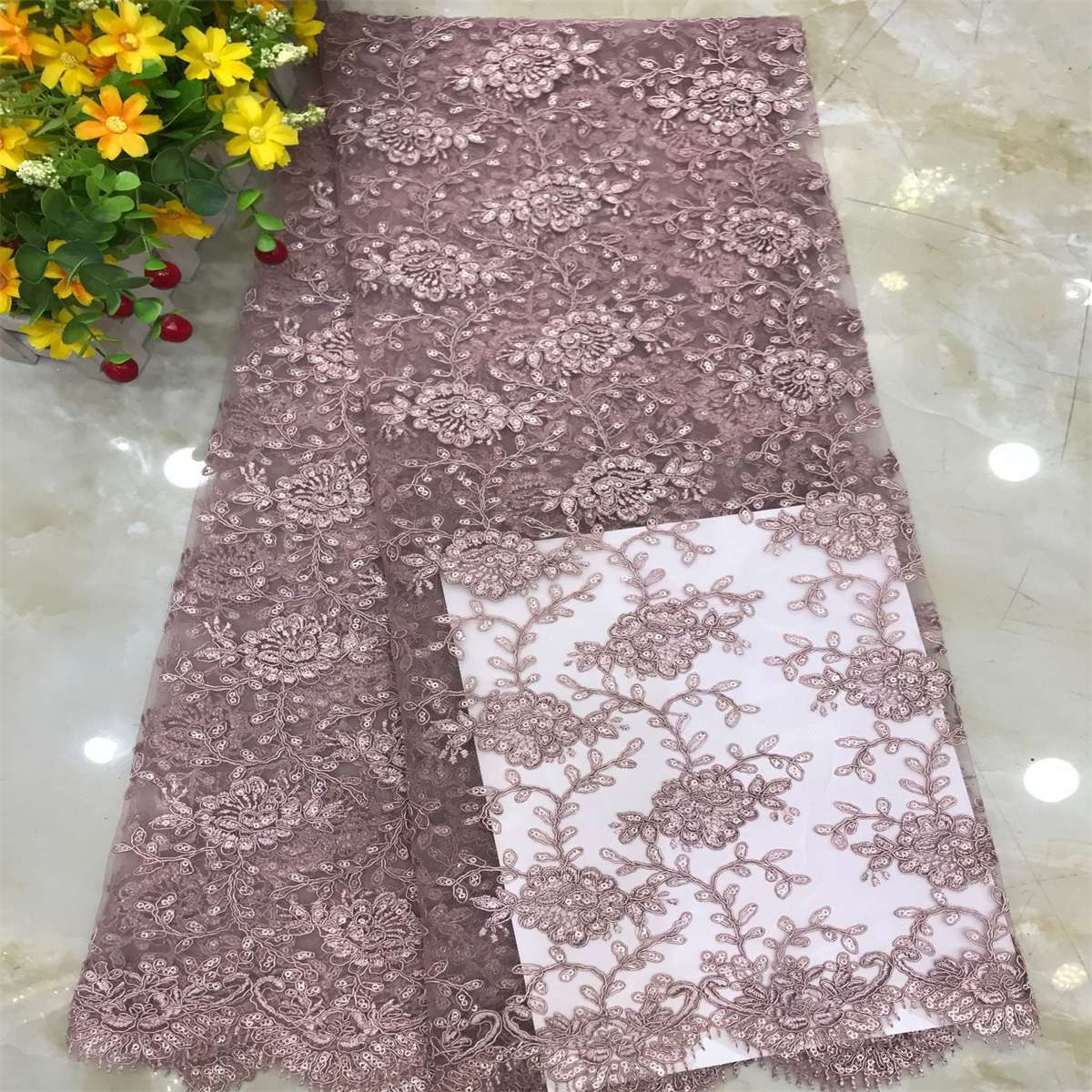 Corded Embroidered Sequin Lace Fabric - 5 Yards | MOD DX018