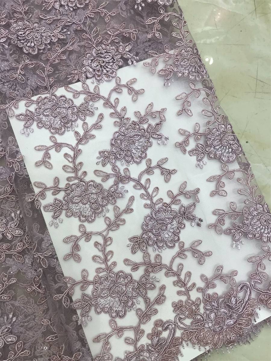 Corded Embroidered Sequin Lace Fabric - 5 Yards | MOD DX018